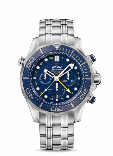 Omega Seamaster Diver 300M Co-Axial 44 GMT Chronograph Stainless Steel / Blue / Bracelet 212.30.44.52.03.001 (21230445203001)